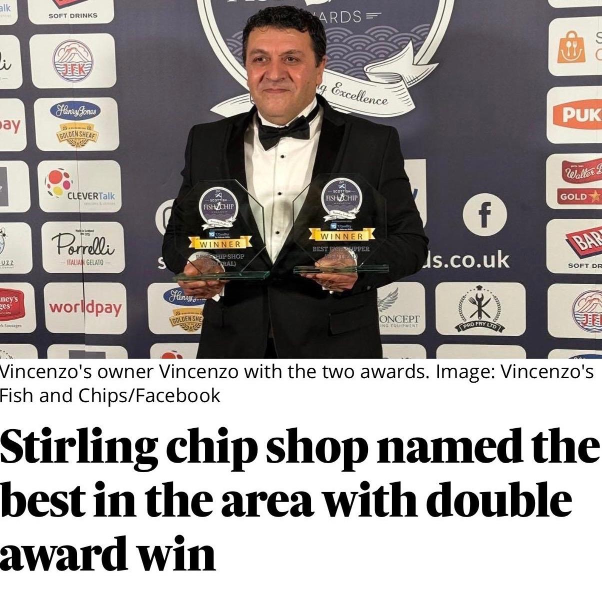 Newspaper coverage of Vincenzo’s award success