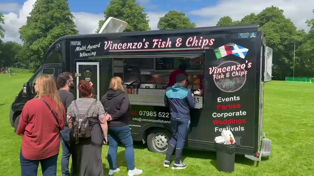 Queues for Vincenzo’s Fish & Chips Van